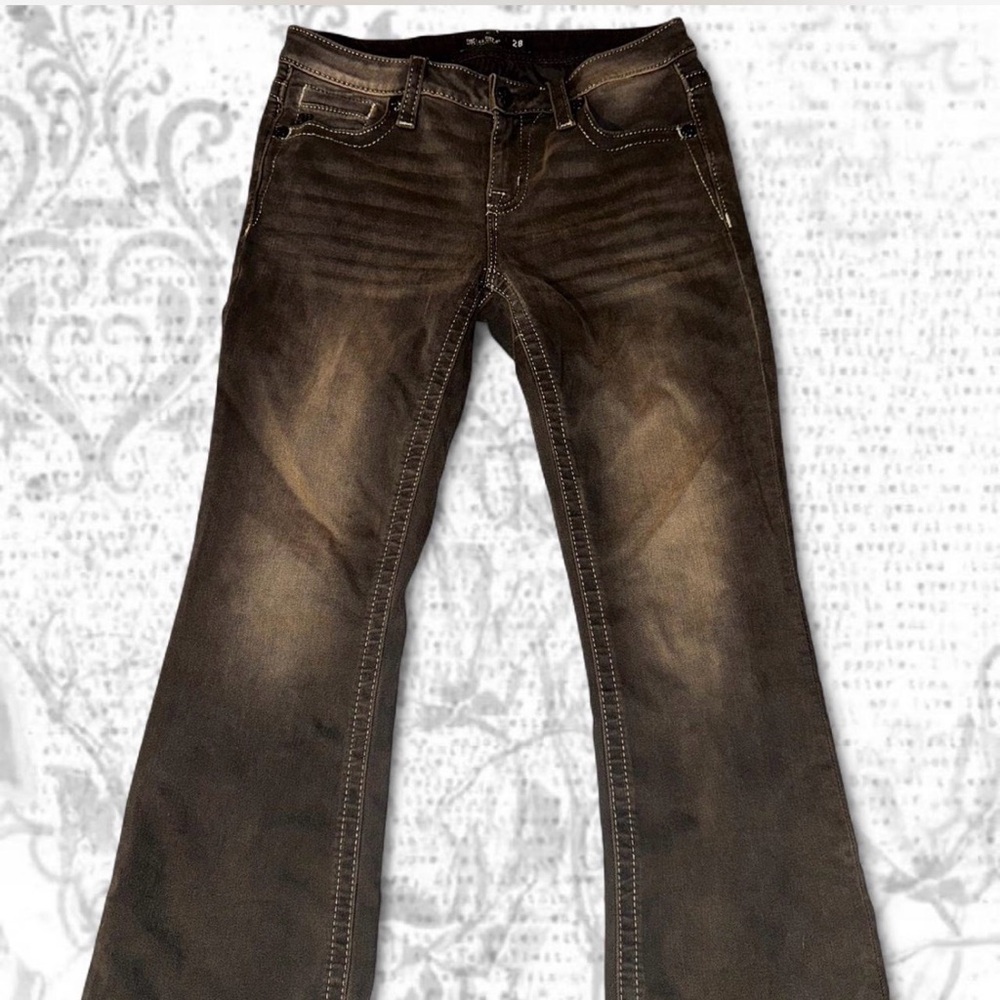 Miss Me Brown Faded Flare Jeans